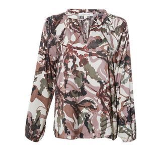 daily look x grade & gather PRINTED SPLIT NECK BLOUSE large